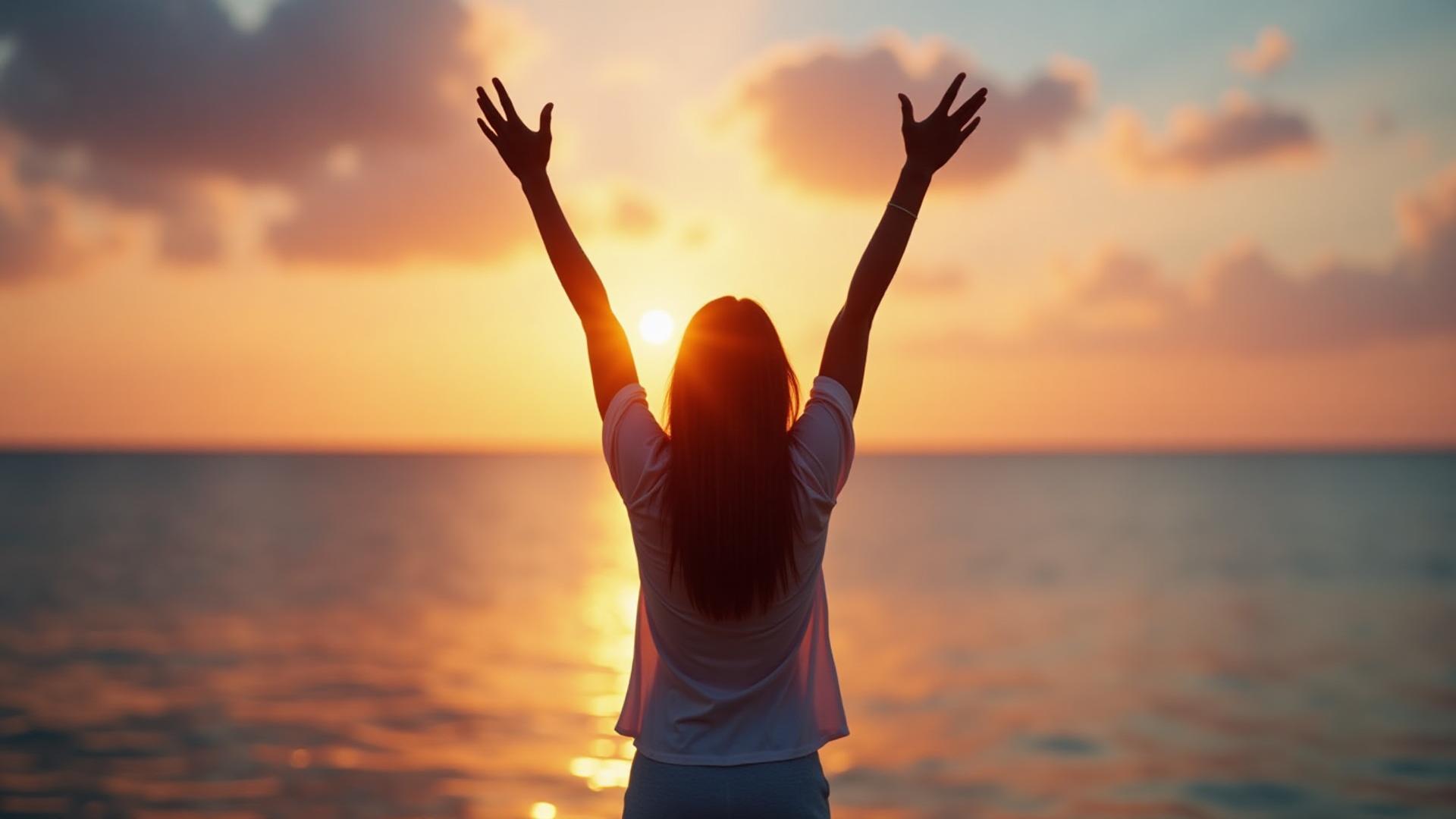 Calming ocean sunrise representing hope and new beginnings